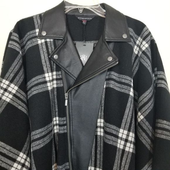 1 DAY SALE NEW ROCK & REPUBLIC Plaid Fringe Moto Biker Poncho Cape Jacket Shawl - Picture 10 of 13